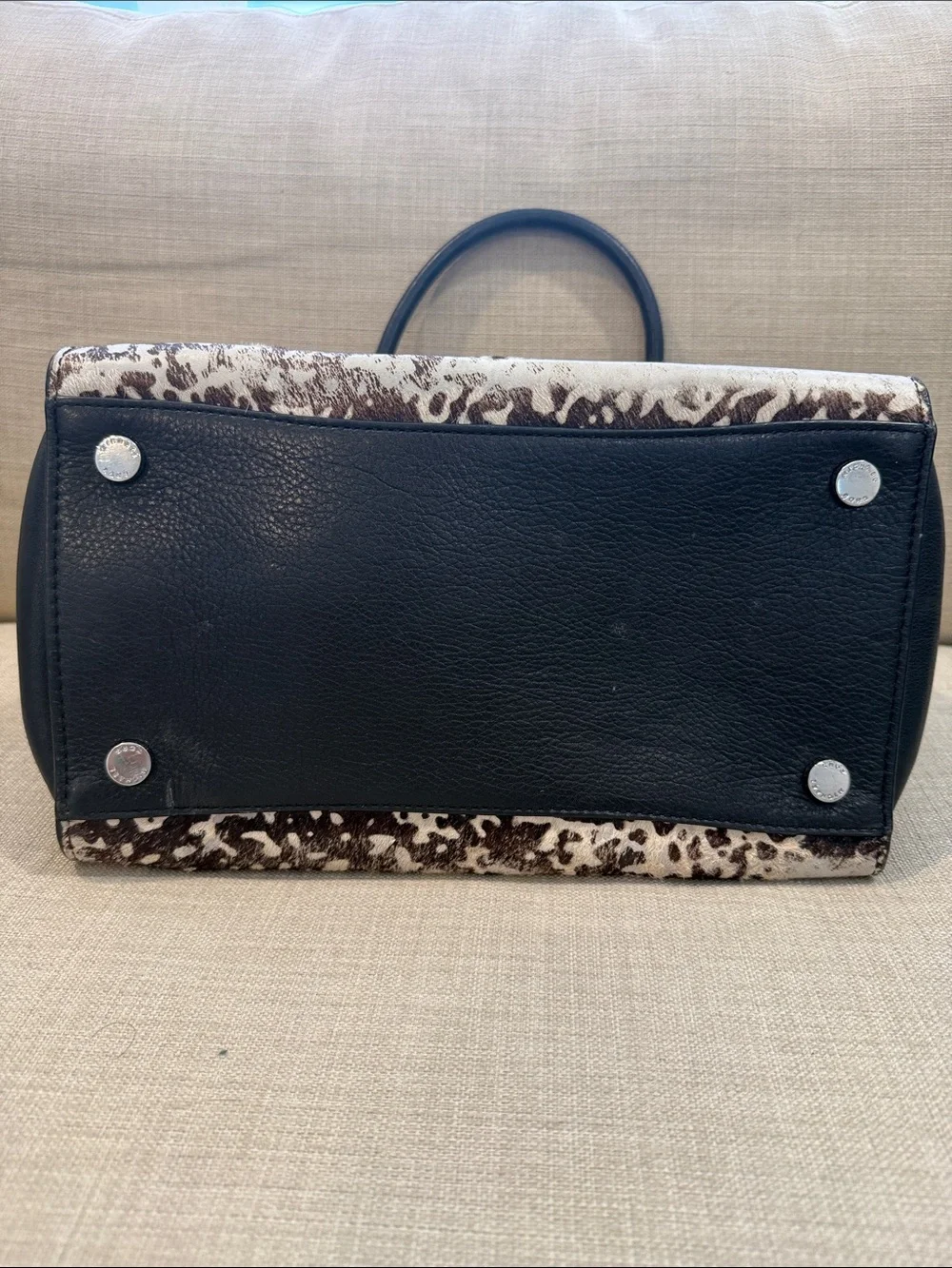 Michael Kors Black and White Animal-Print Satchel